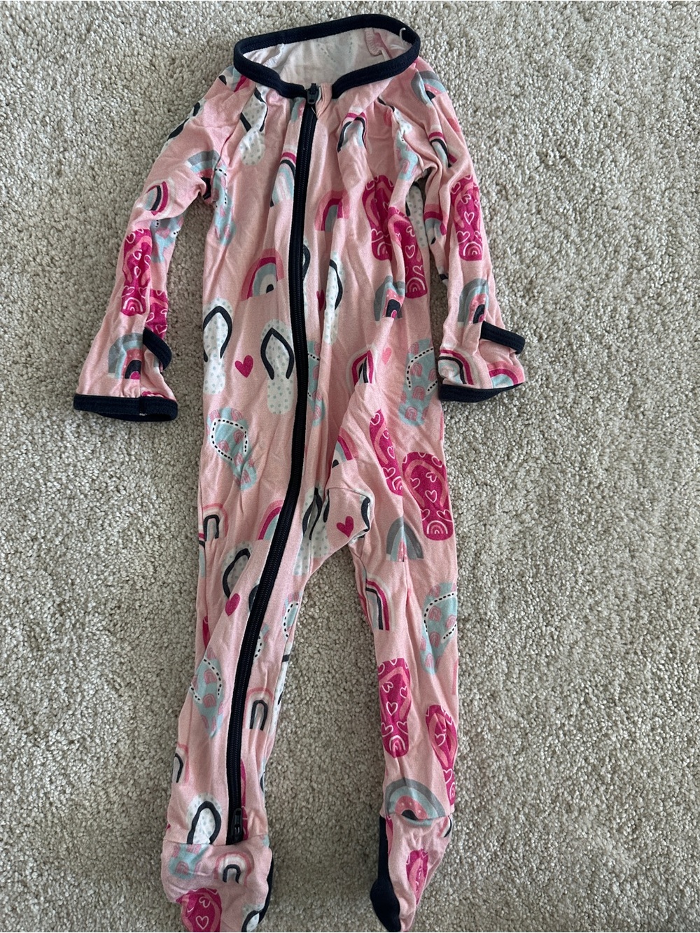 Bestaroo - 3-6 Month Pink Rainbow Print One-Piece Pajama